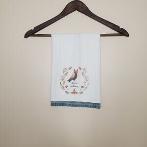 Cynthia Rowley Owl Hello Autumn Fall Hand Towel White